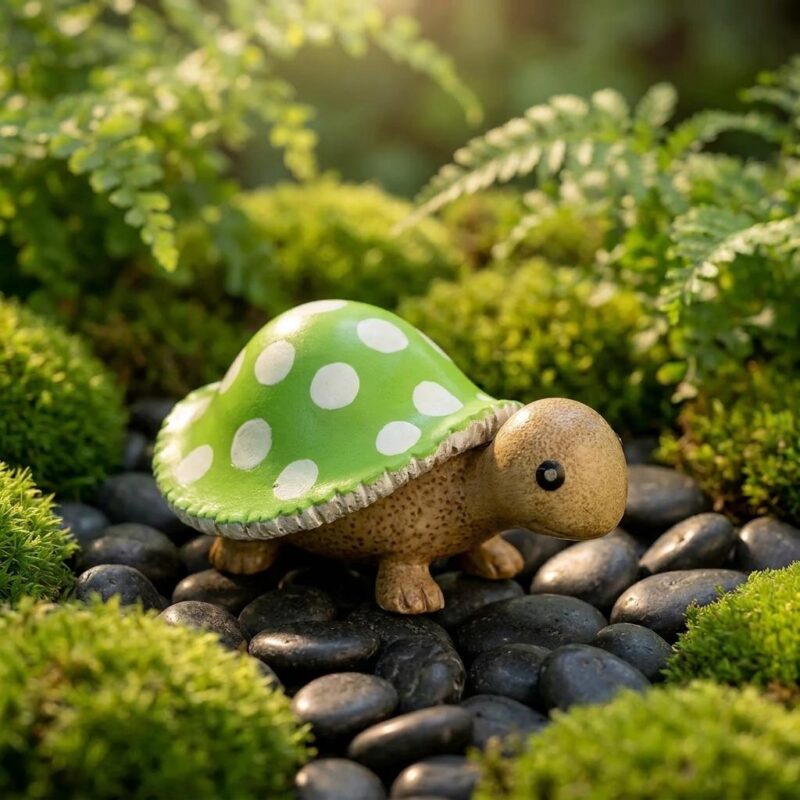 Handcrafted Bamboo Mushroom Garden Turtle