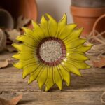 Handcrafted Ceramic Yellow Sunflower Butterfly Feeder 2