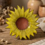Handcrafted Ceramic Yellow Sunflower Butterfly Feeder 3