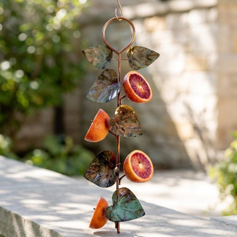 Handcrafted Copper Birdie Fruit Feeder