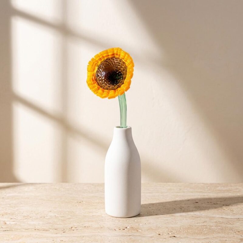 Handcrafted Glass Perennial Joy Sunflower Sculpture