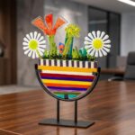 Handcrafted Happy Blooms Glass Sculpture