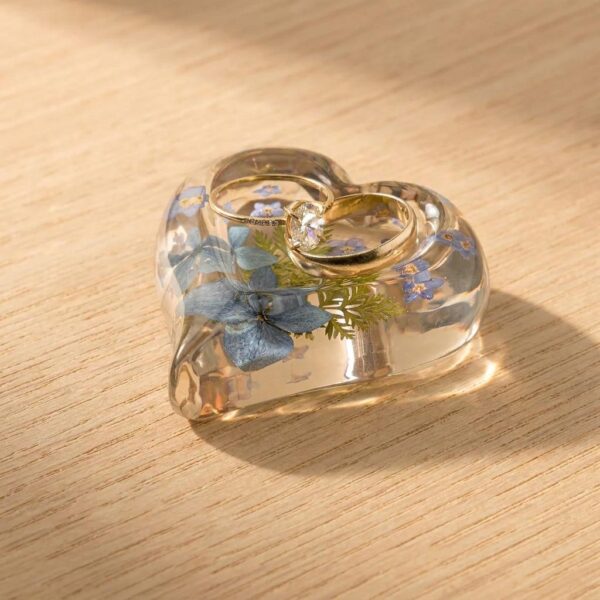 Handcrafted Something Blue Heart Shaped Ring Holder