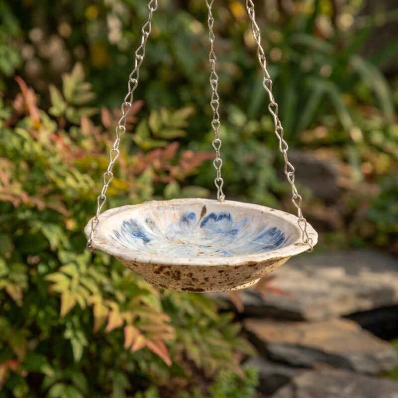 Handcrafted Stoneware Blue-jay Inspired Bird Feeder