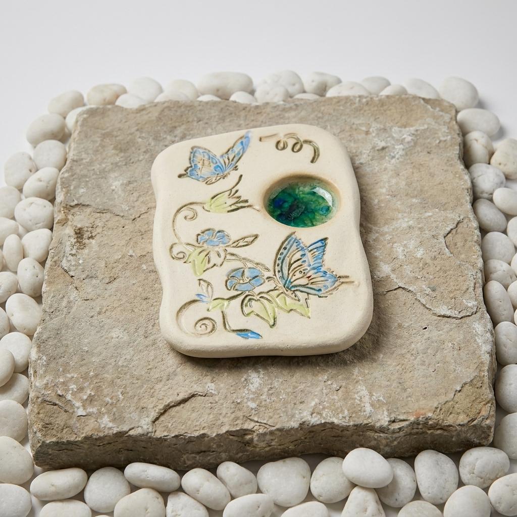 Handcrafted Stoneware Morning Glory Butterfly Puddler Handcrafted Stoneware Morning Glory Butterfly Puddler