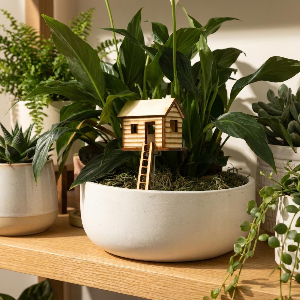 Handcrafted Wooden Plant Tree House Handcrafted Wooden Plant Tree House