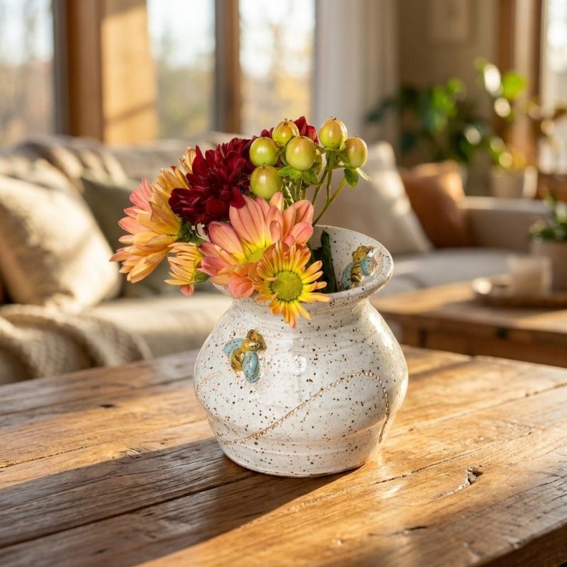 Handmade Bees & Blooms Mini Vase