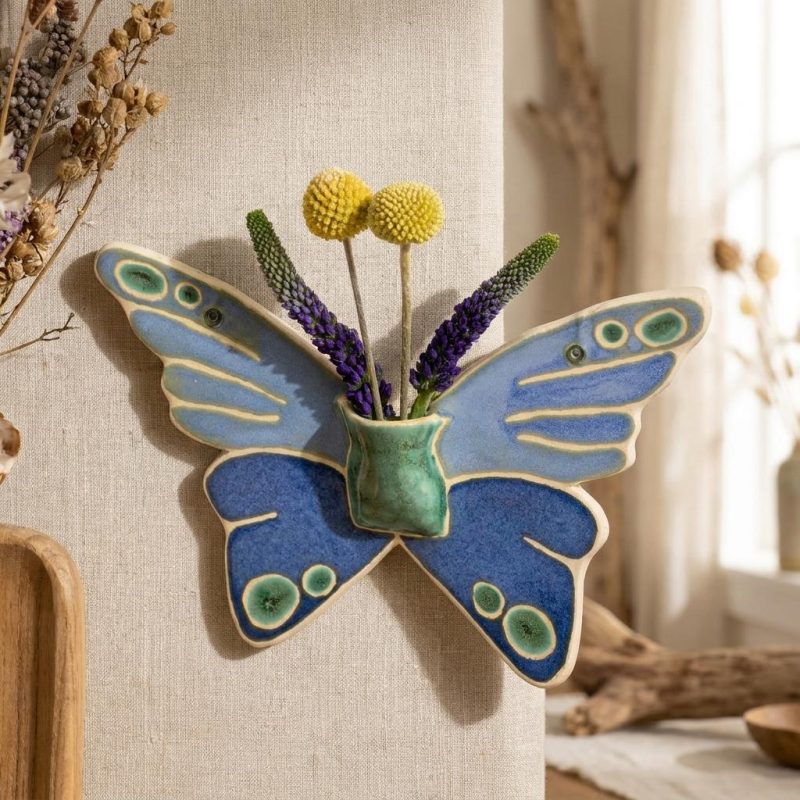 Handmade Ceramic Butterfly Wall Vase