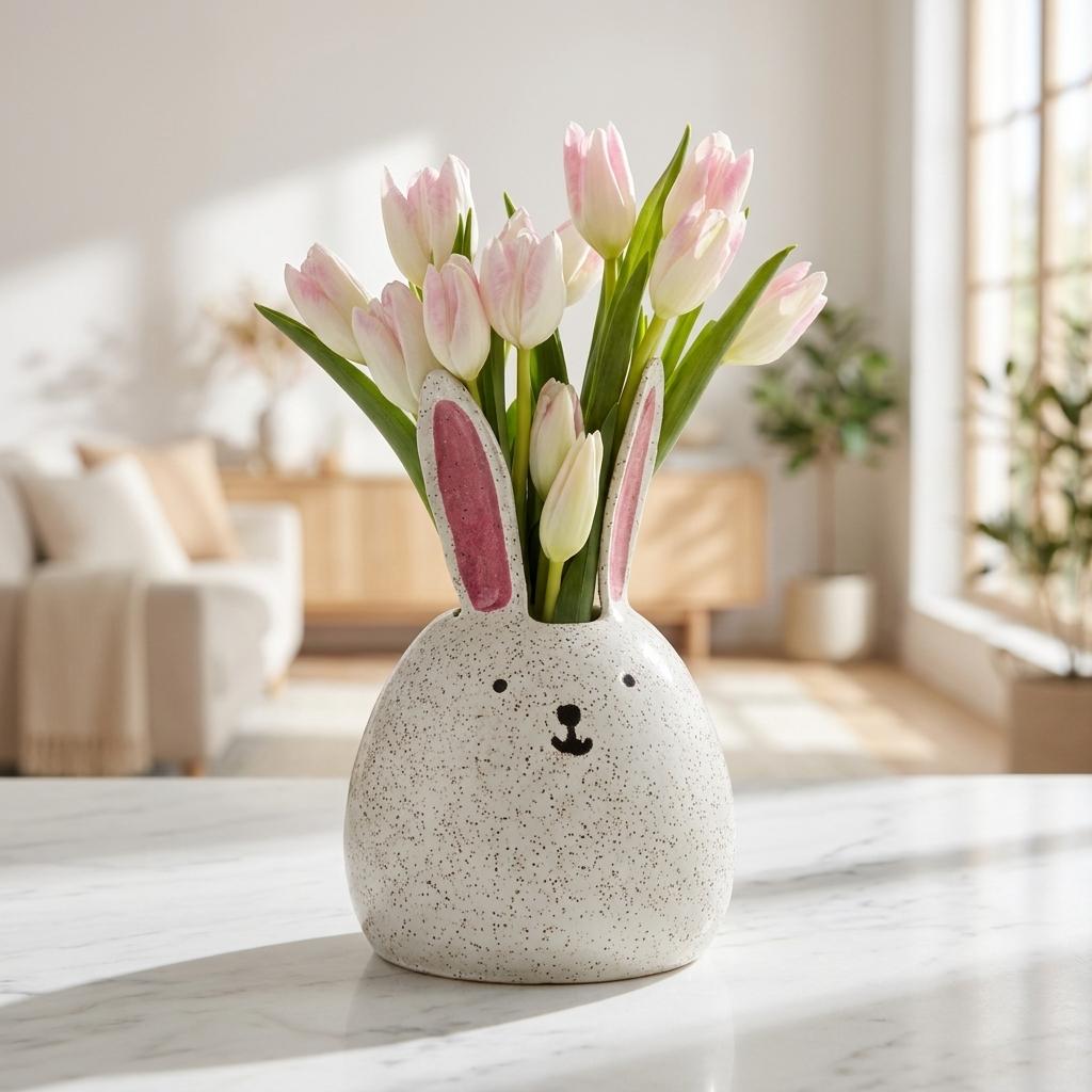 Handmade Ceramic Happy Bunny Vase Handmade Ceramic Happy Bunny Vase