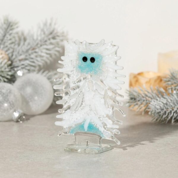 Handmade Glass Yuletide Yeti - Hand Blown