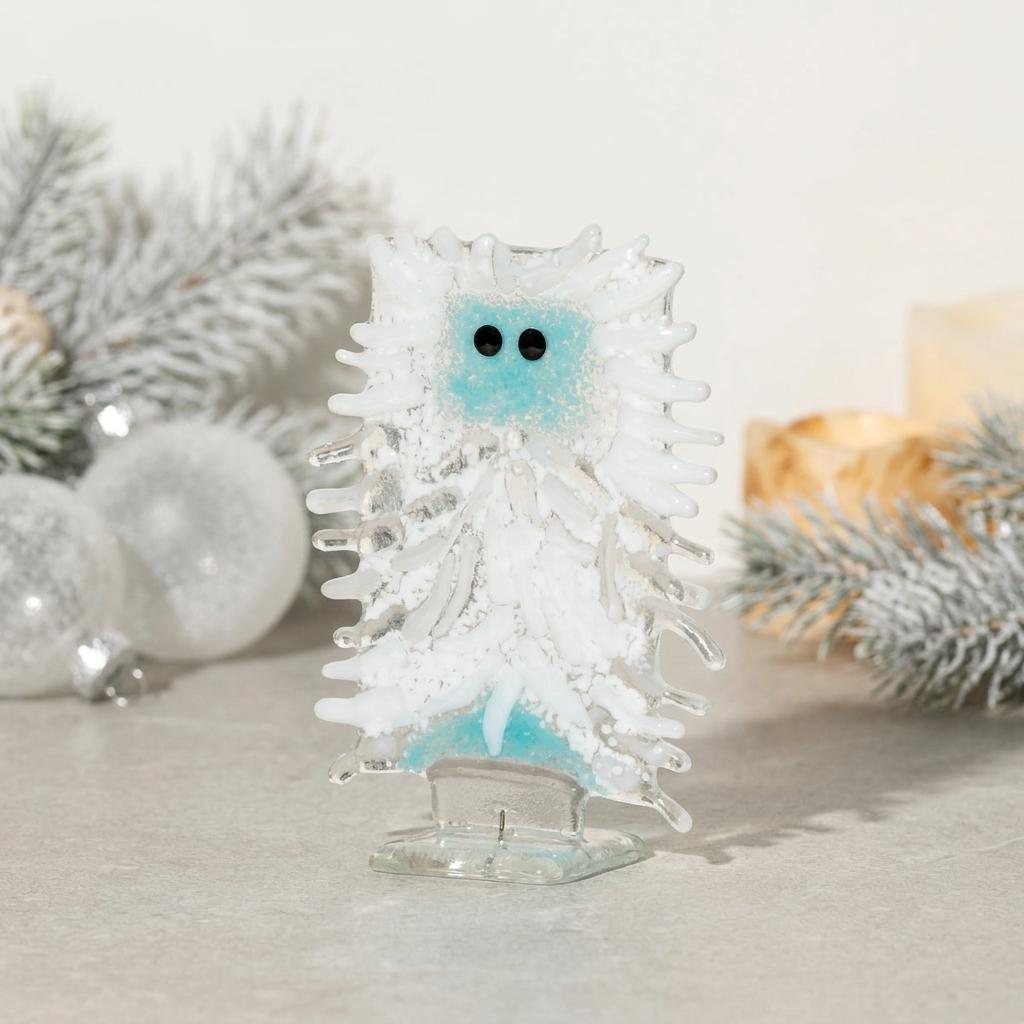 Handmade Glass Yuletide Yeti - Hand Blown Handmade Glass Yuletide Yeti - Hand Blown