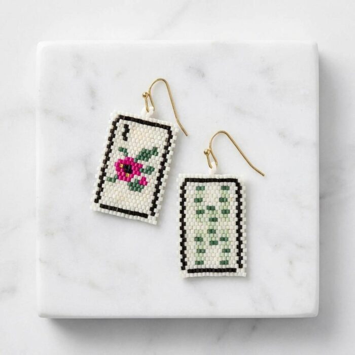 Handmade Mahjong Beaded Earrings 2