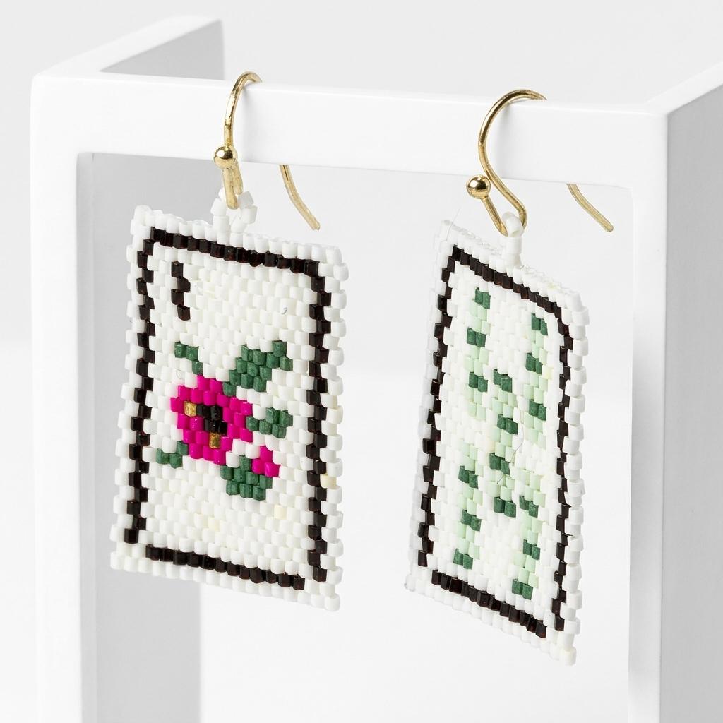 Handmade Mahjong Beaded Earrings Handmade Mahjong Beaded Earrings