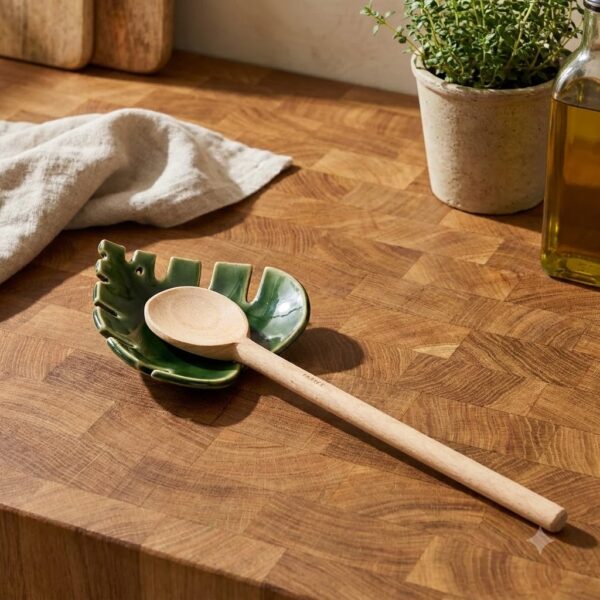 Handmade Monstera Leaf Spoon Rest - Glazed Stoneware (1)