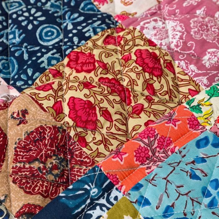 Handmade Re-purposed Quilted Sari Bedside Caddy 1