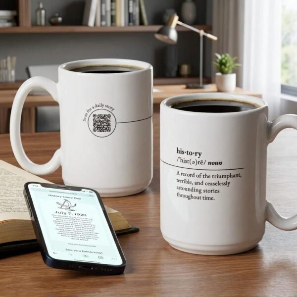 History Every Day Interactive Qr Mug - Ceramic With Daily Trivia