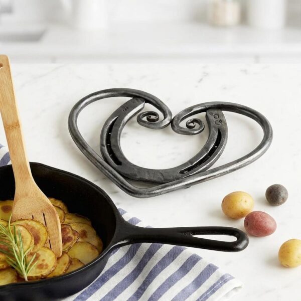 Horseshoe Heart Trivet - Hand Forged Recycled Steel