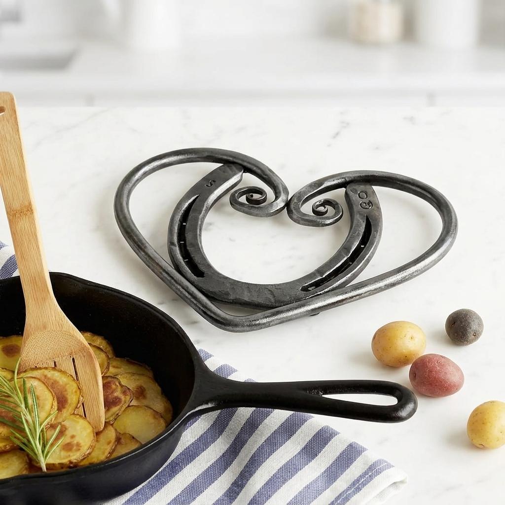 Horseshoe Heart Trivet - Hand Forged Recycled Steel Horseshoe Heart Trivet - Hand Forged Recycled Steel