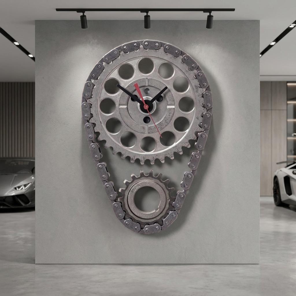 Industrial Auto Timing Chain And Gears Wall Clock Industrial Auto Timing Chain And Gears Wall Clock