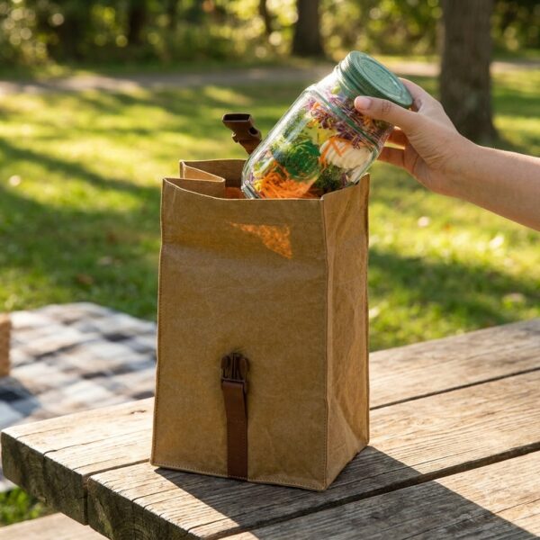 Insulated Paper Lunch Bag With Water-resistant Exterior (3)