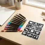Metallic Tattoo Markers & Stencil Kit 1