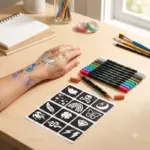 Metallic Tattoo Markers & Stencil Kit