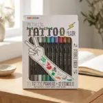 Metallic Tattoo Markers & Stencil Kit 2
