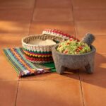 Molcajete With Tortilla Basket - Authentic Volcanic Stone 1