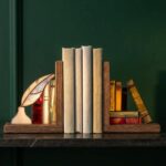 Oak Base Stained Glass Library Bookends