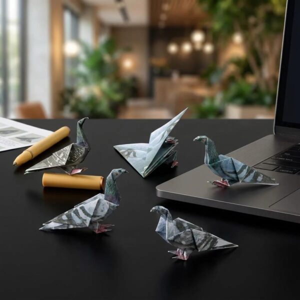 Origami Paper Desk Pigeons