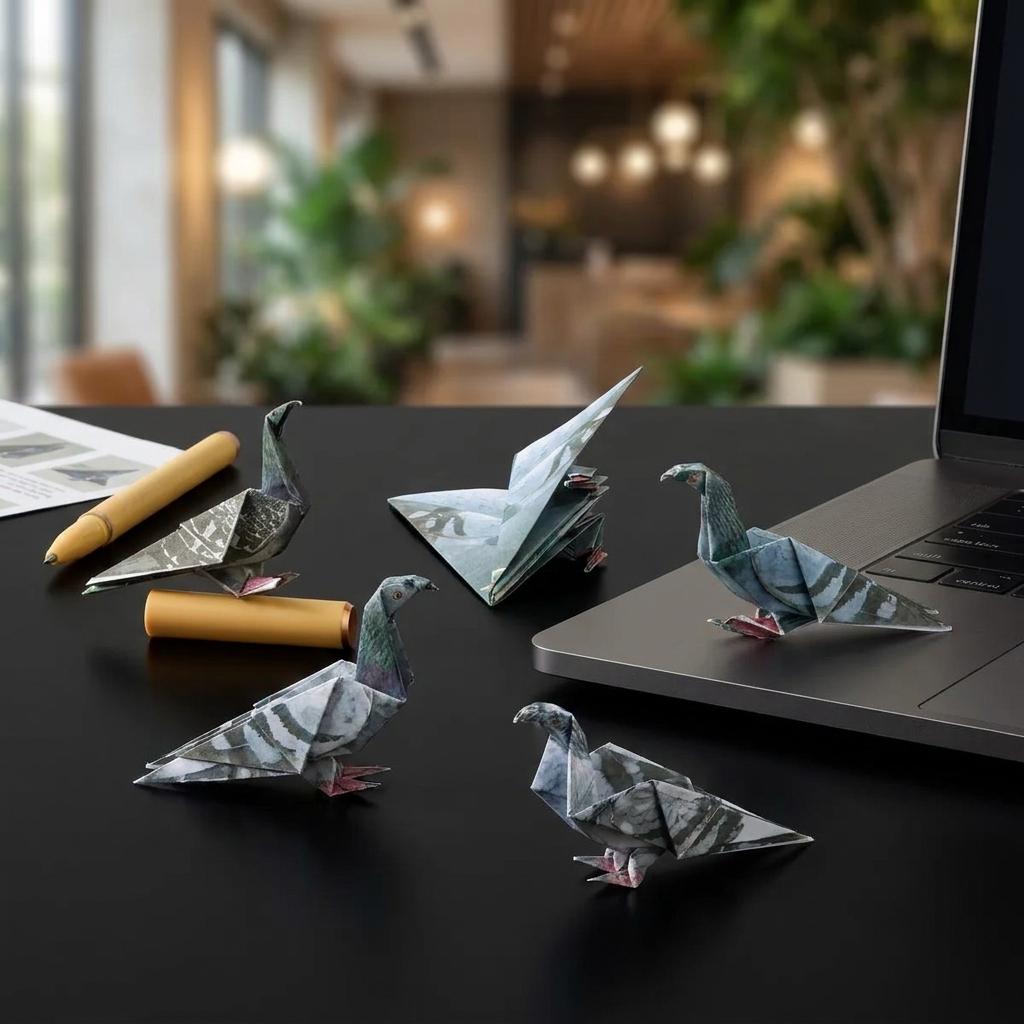 Origami Paper Desk Pigeons Origami Paper Desk Pigeons