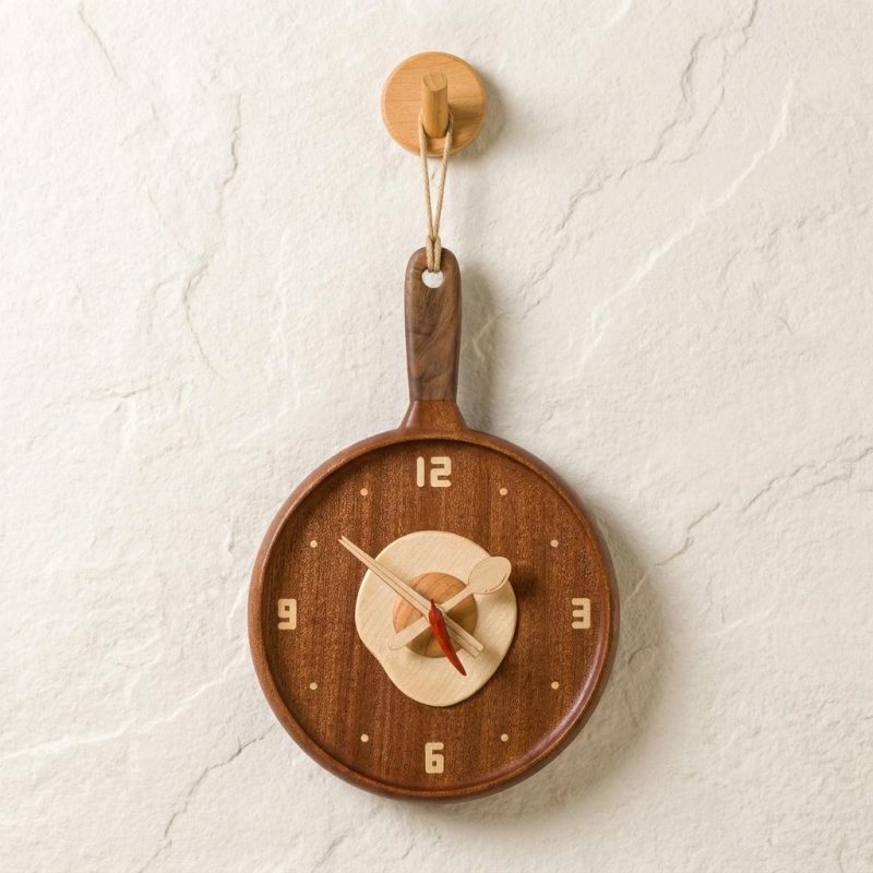 Playful Sunny Side Up Wood Wall Clock