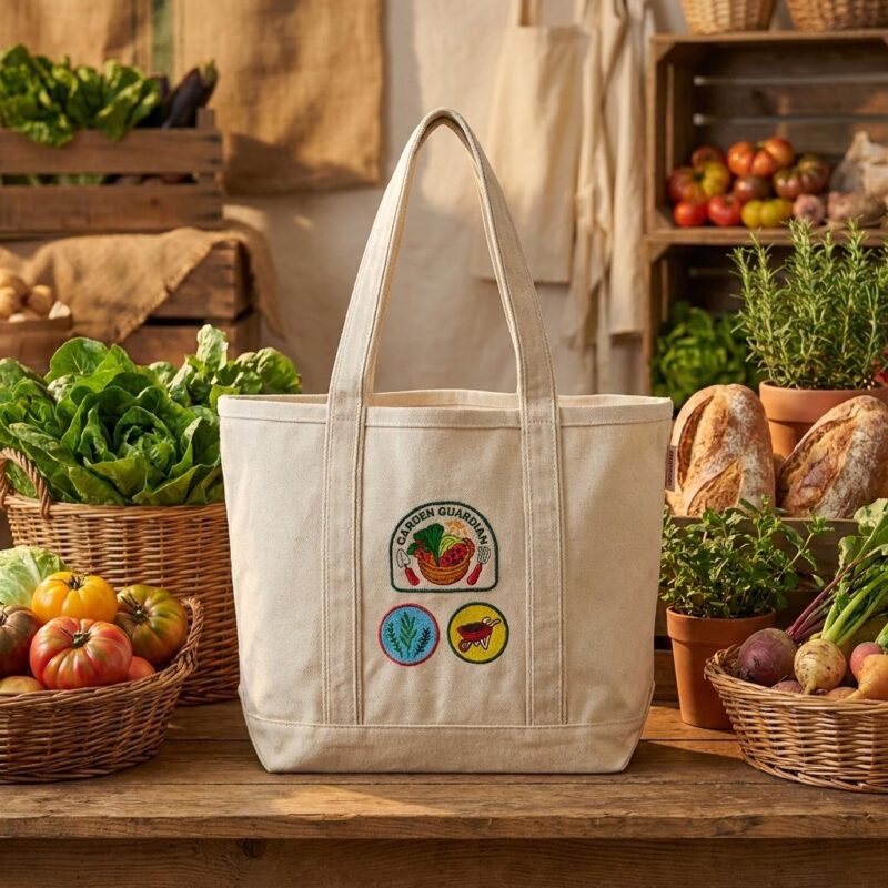 Premium Garden Guardian Embroidered Badge Tote