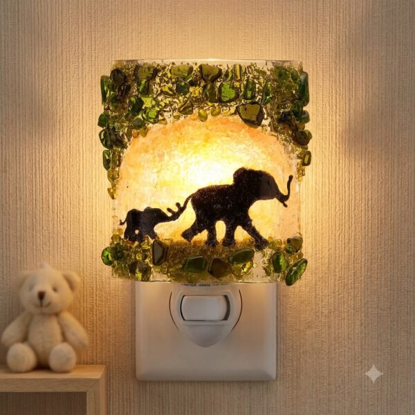 Recycled Glass Elephants Night Light 1