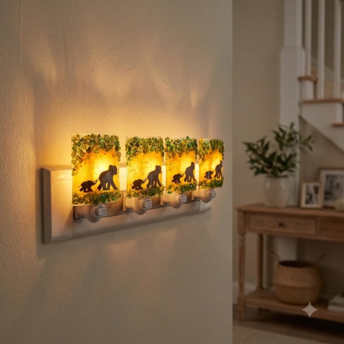 Recycled Glass Elephants Night Light 2