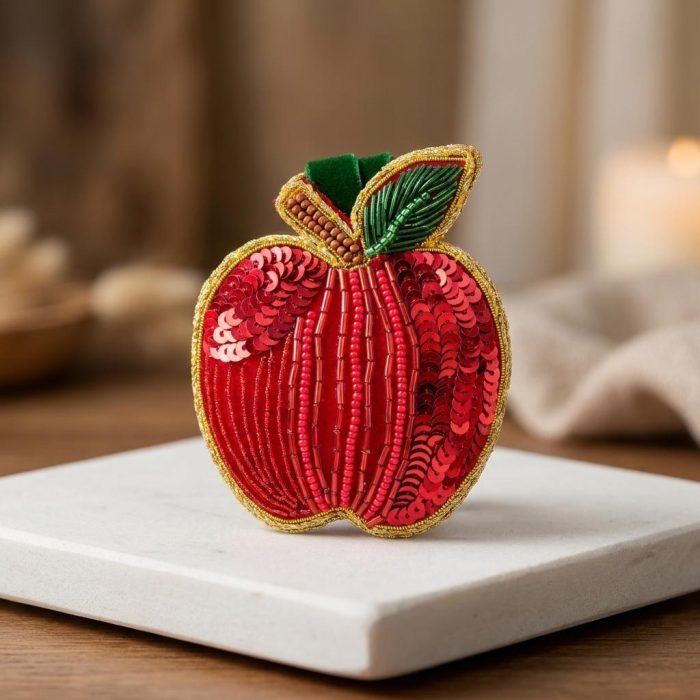 Red Apple Beaded Ornament 1