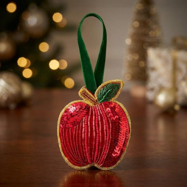 Red Apple Beaded Ornament