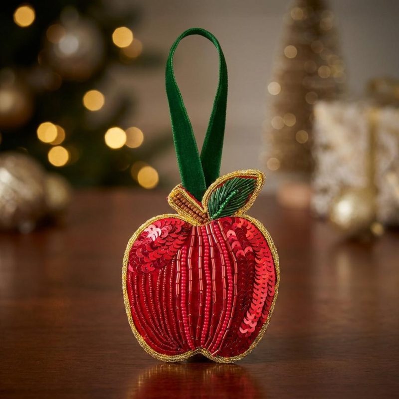Red Apple Beaded Ornament