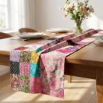 Repurposed Sari Table Runner - Hand-stitched Kantha (1)