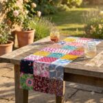 Repurposed Sari Table Runner - Hand-stitched Kantha (3)