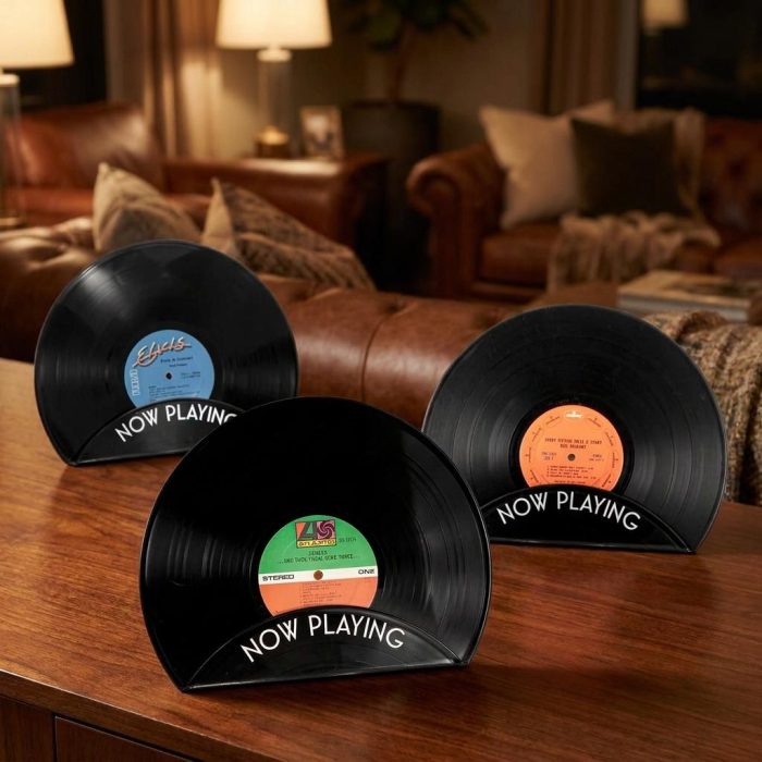 Retro Upcycled Vinyl Album Cover Display 2