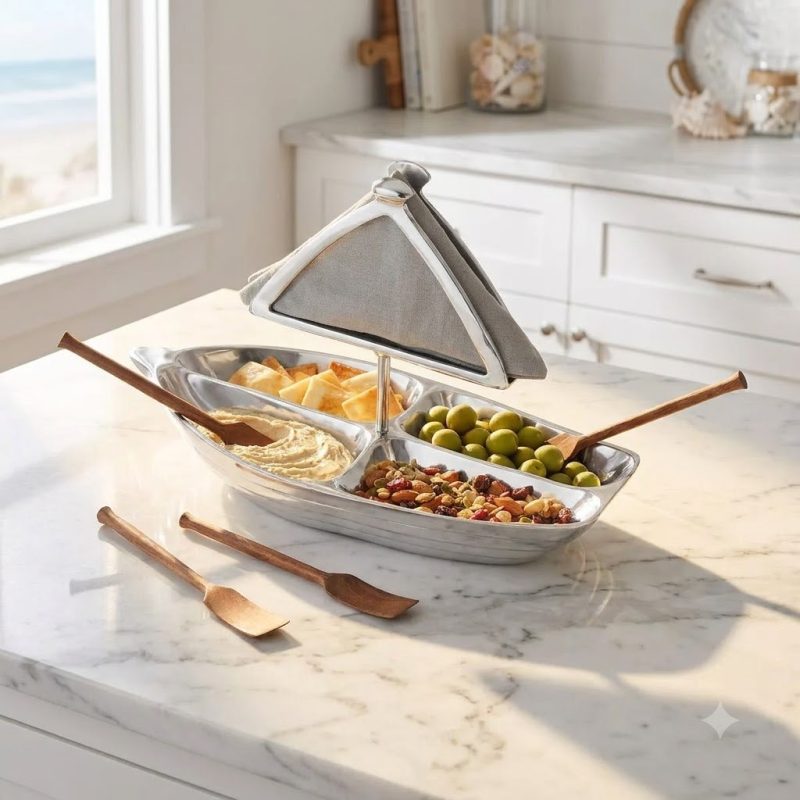 Rowboat Serving Bowl With Napkin Holder 2