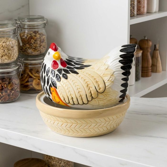 Rustic Mother Hen Ceramic Storage Jar 1