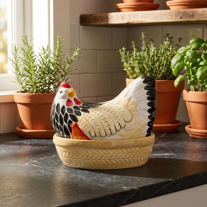 Rustic Mother Hen Ceramic Storage Jar 2