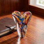 Shimmering Rainbow Glass Heart Sculpture 1