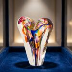 Shimmering Rainbow Glass Heart Sculpture 2