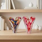 Shimmering Rainbow Glass Heart Sculpture 3