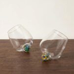 Spinning Marble Glasses - Set Of 2 With Rotating Base 1