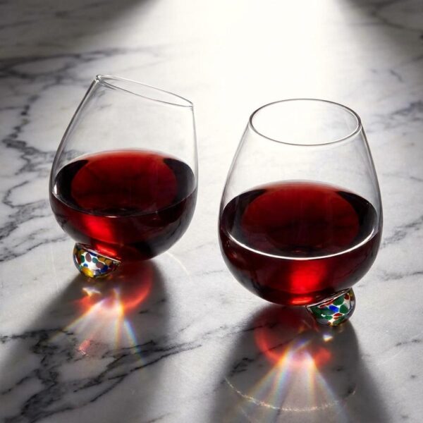 Spinning Marble Glasses - Set Of 2 With Rotating Base