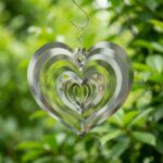 Stainless Steel Mirror Heart Wind Spinner
